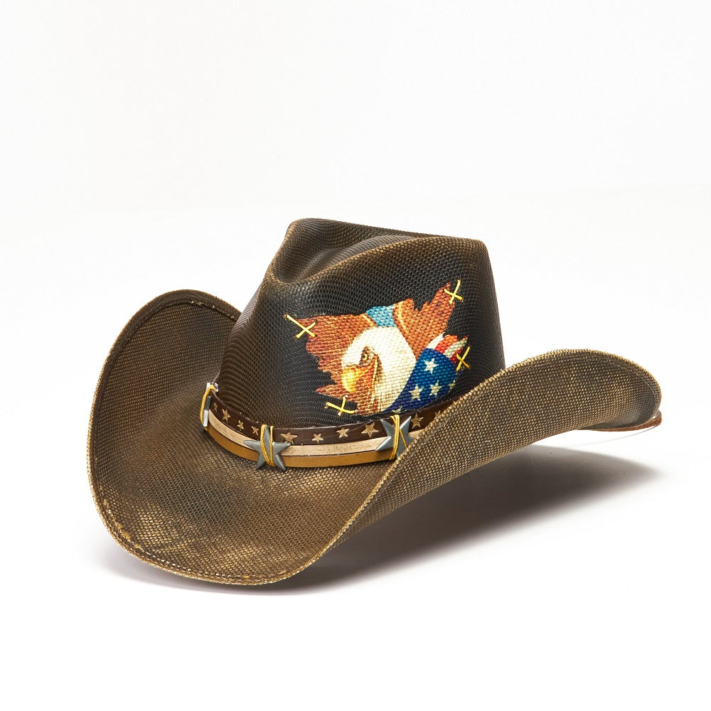 Vintage Style Eagle Straw Cowboy Hat