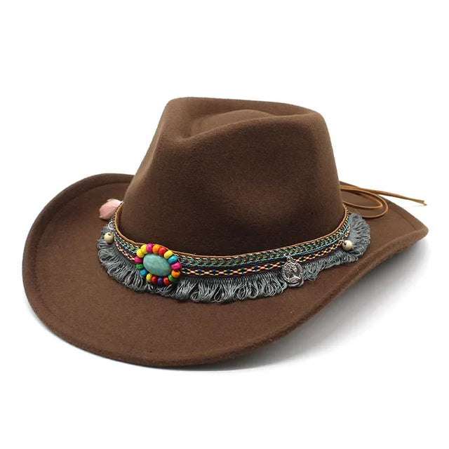 Classic Western Cowboy Hat Solid Color Jazz Style