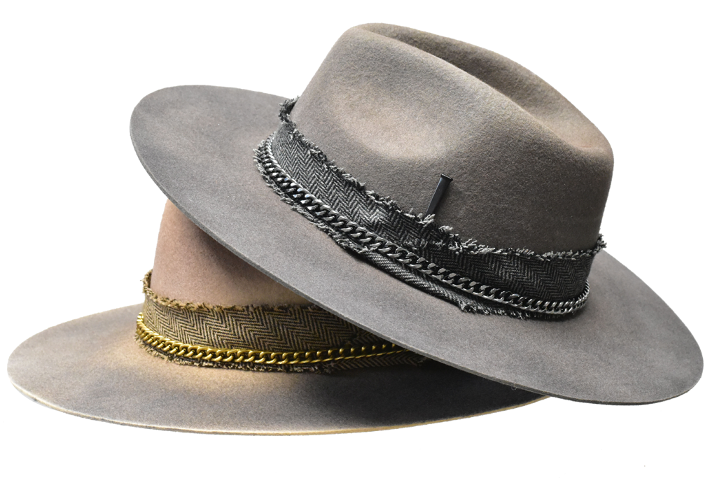 Maverick Wool Felt Distressed Flat Wide Brim Fedora Hat