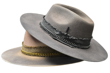 Maverick Wool Felt Distressed Flat Wide Brim Fedora Hat