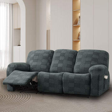 Square Pattern Elastic Functional Recliner Cover With L Shape Covers