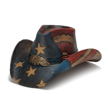 Stars and Stripes Straw Cowboy Hat