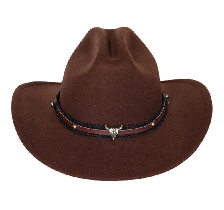 Vintage Cow Head Western Cowboy Hat Wide Brim Unisex Style