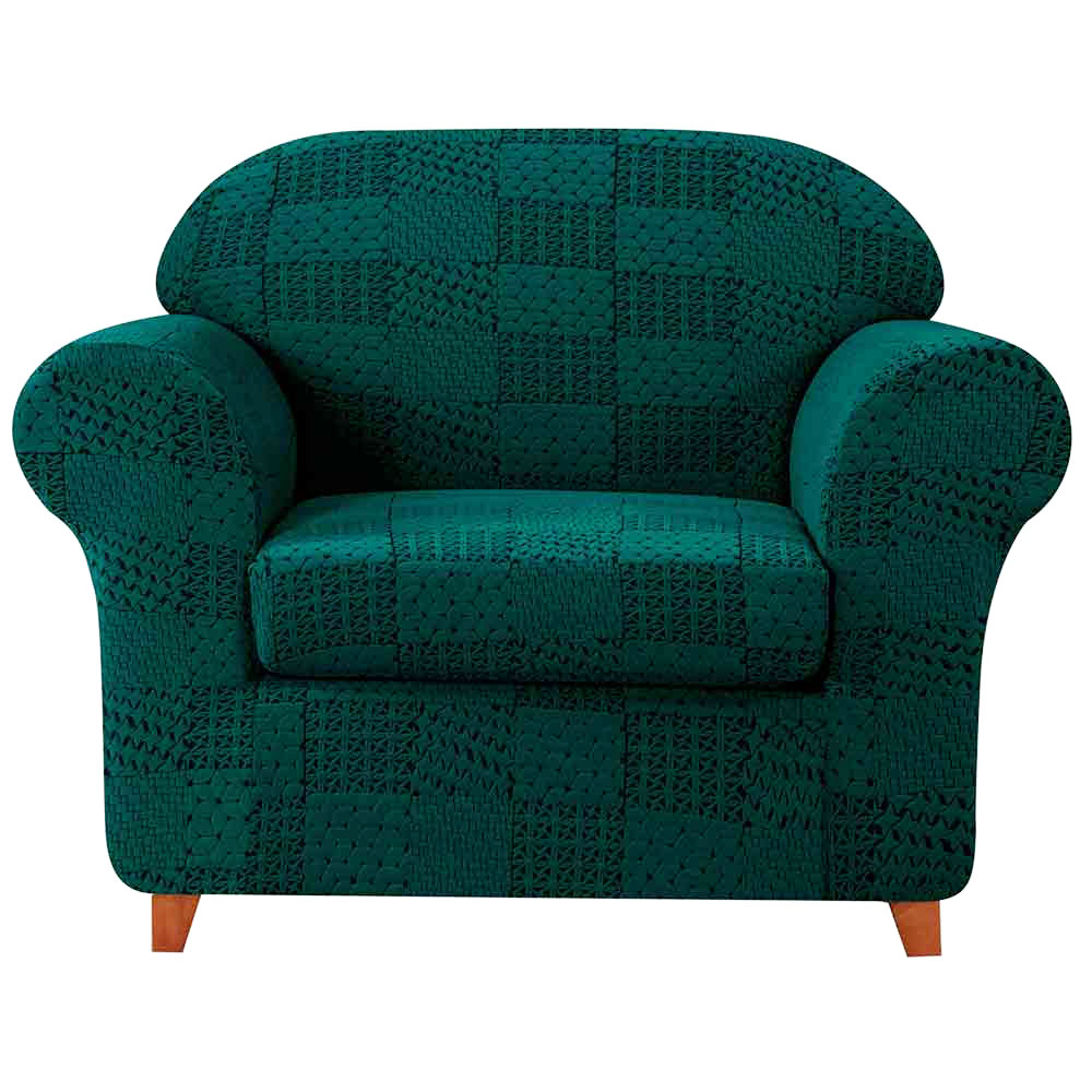 Checkered Jacquard Stretch Armchair Cover