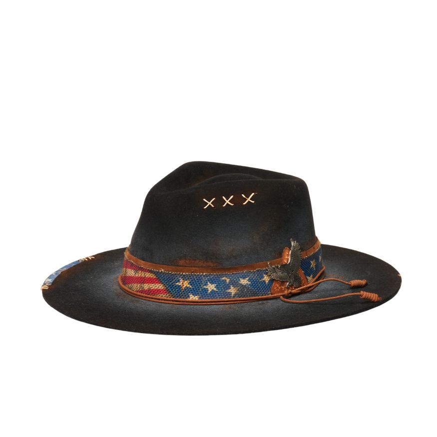 Vintage Inspired Flag Felt Western Cowboy Hat